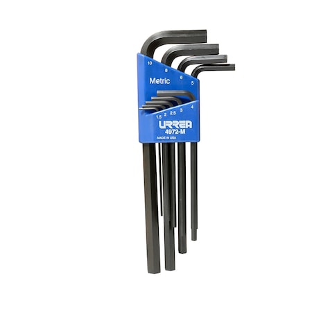 Urrea 9 Piece Metric Hex Key Set, 4972M 4972M